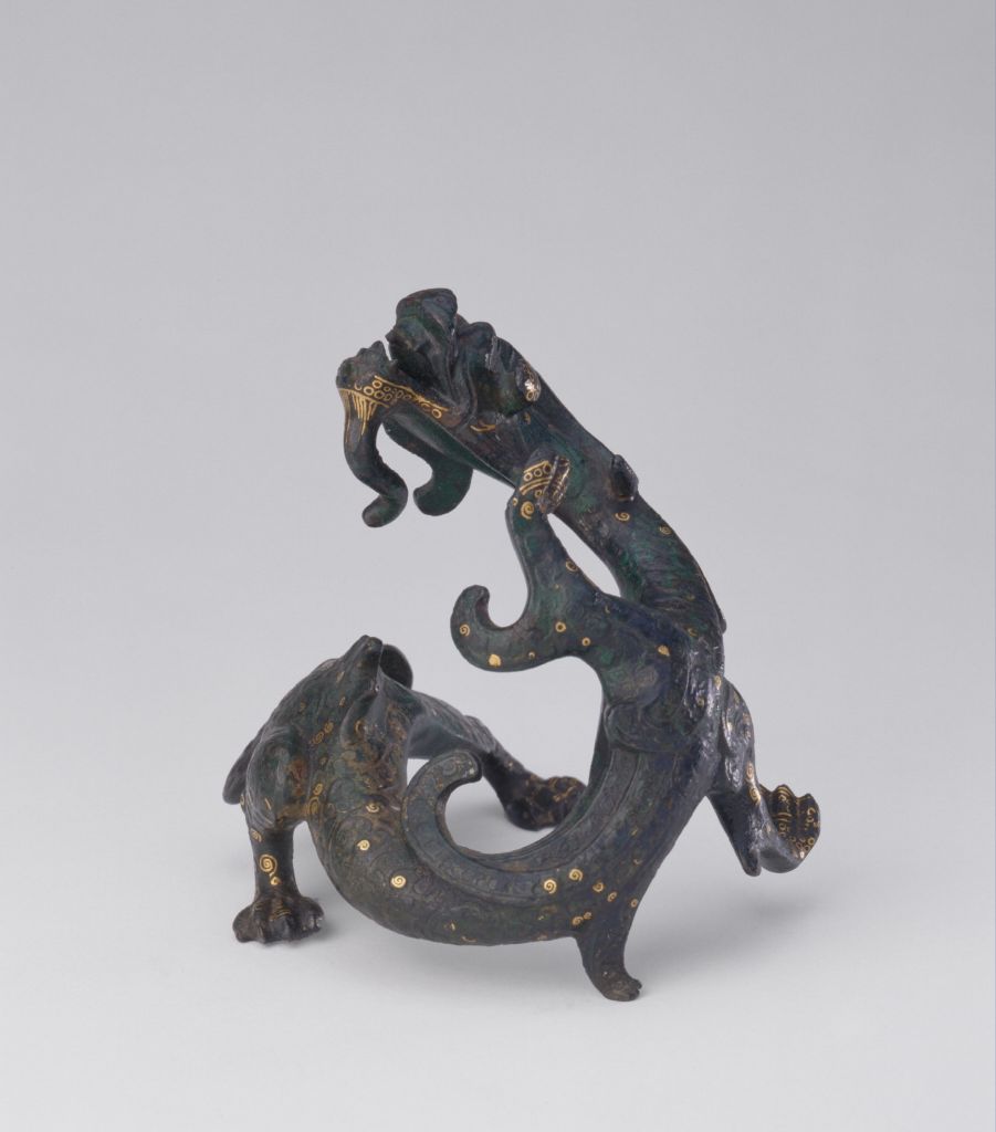 图片[1]-Gold inlaid copper dragon-China Archive